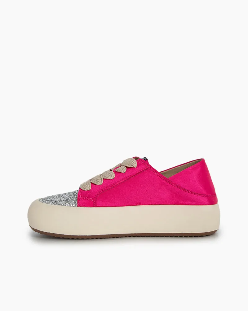 Satin Platform Sneakers With Foldable Heel Tab