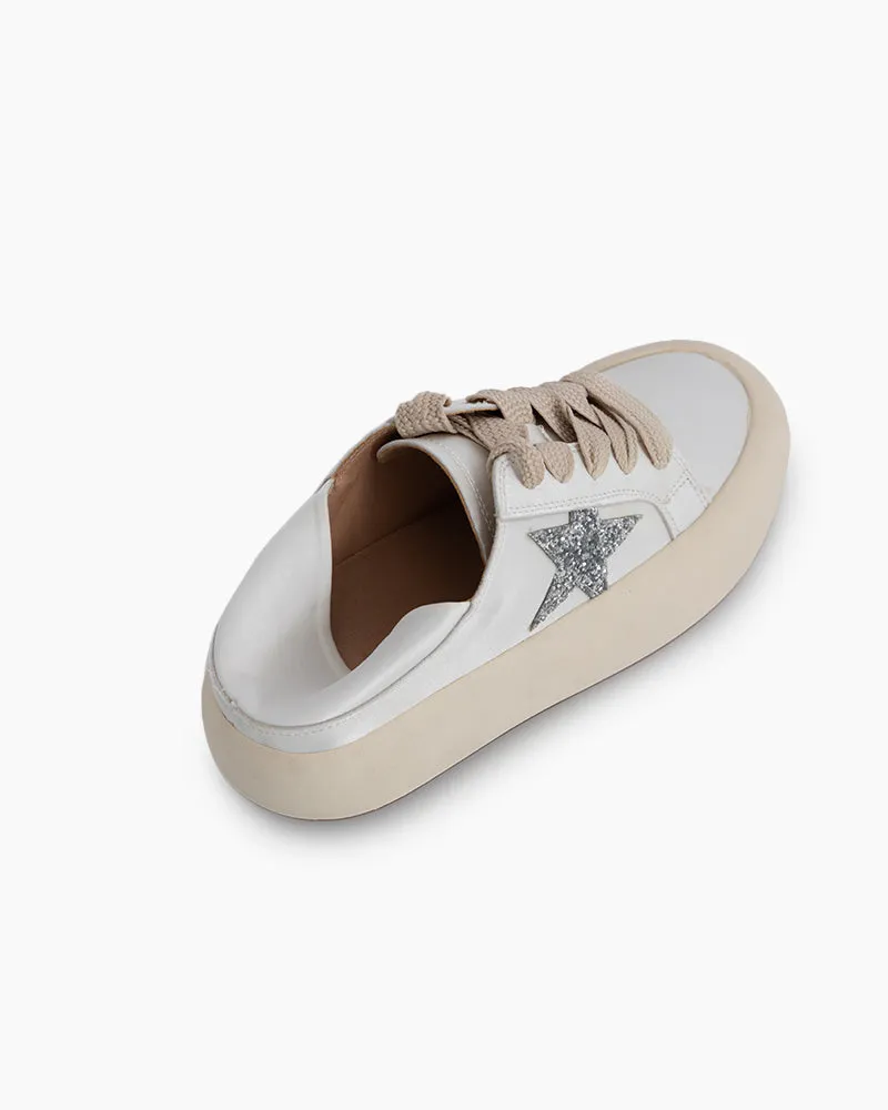 Satin Platform Sneakers With Foldable Heel Tab