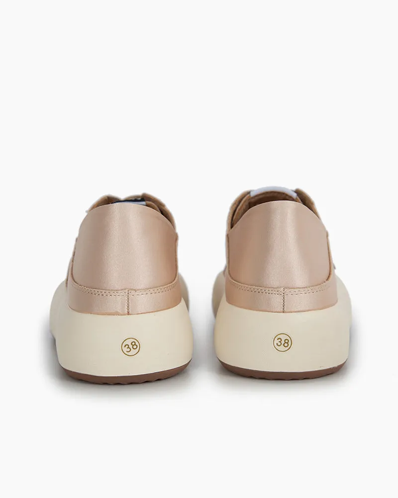 Satin Platform Sneakers With Foldable Heel Tab