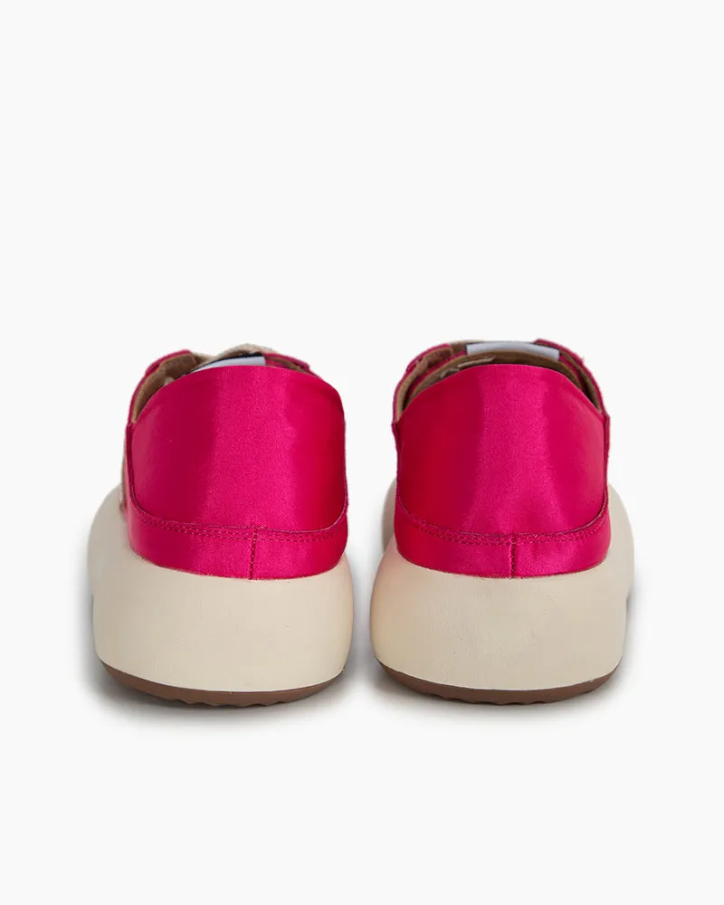 Satin Platform Sneakers With Foldable Heel Tab