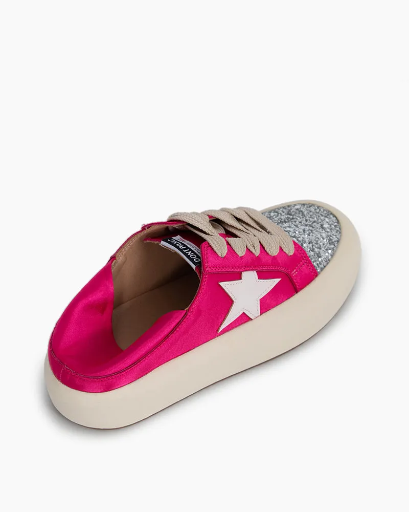 Satin Platform Sneakers With Foldable Heel Tab