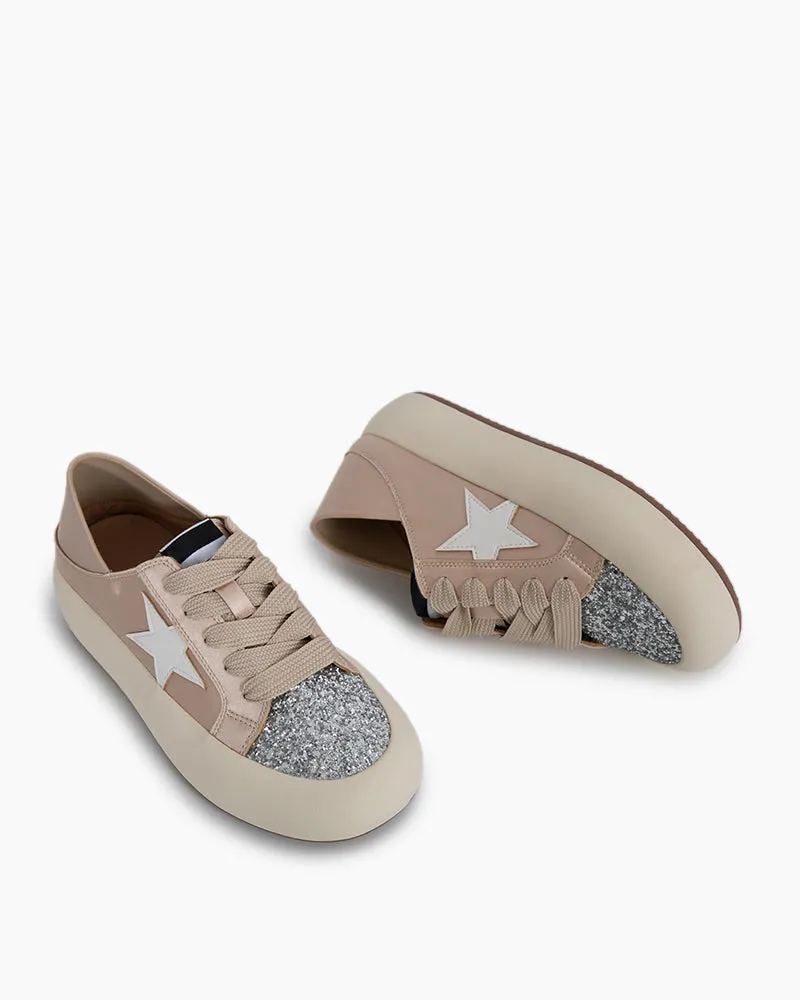 Satin Platform Sneakers With Foldable Heel Tab