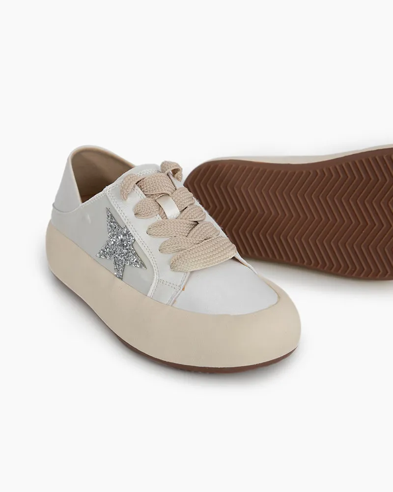 Satin Platform Sneakers With Foldable Heel Tab