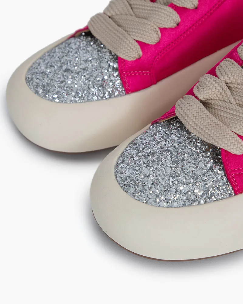 Satin Platform Sneakers With Foldable Heel Tab