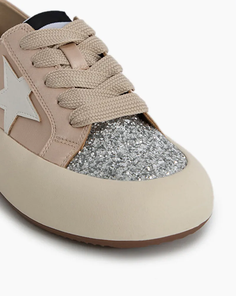Satin Platform Sneakers With Foldable Heel Tab