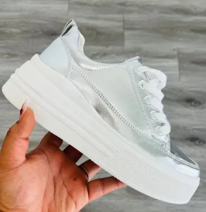 Silver Stand Out Platform Sneakers