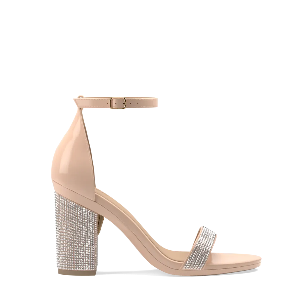 The Pashionista - Sand Patent Rhinestone   Block Heel Kit 4 Sand Rhinestone