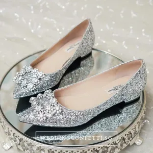 The Pentunia Wedding Bridal Crystal Flats
