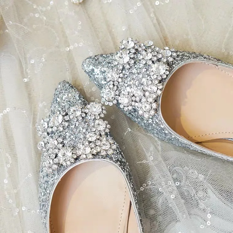 The Pentunia Wedding Bridal Crystal Flats
