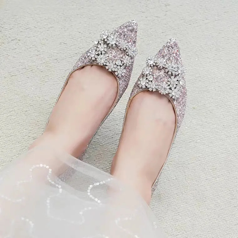 The Pentunia Wedding Bridal Crystal Flats