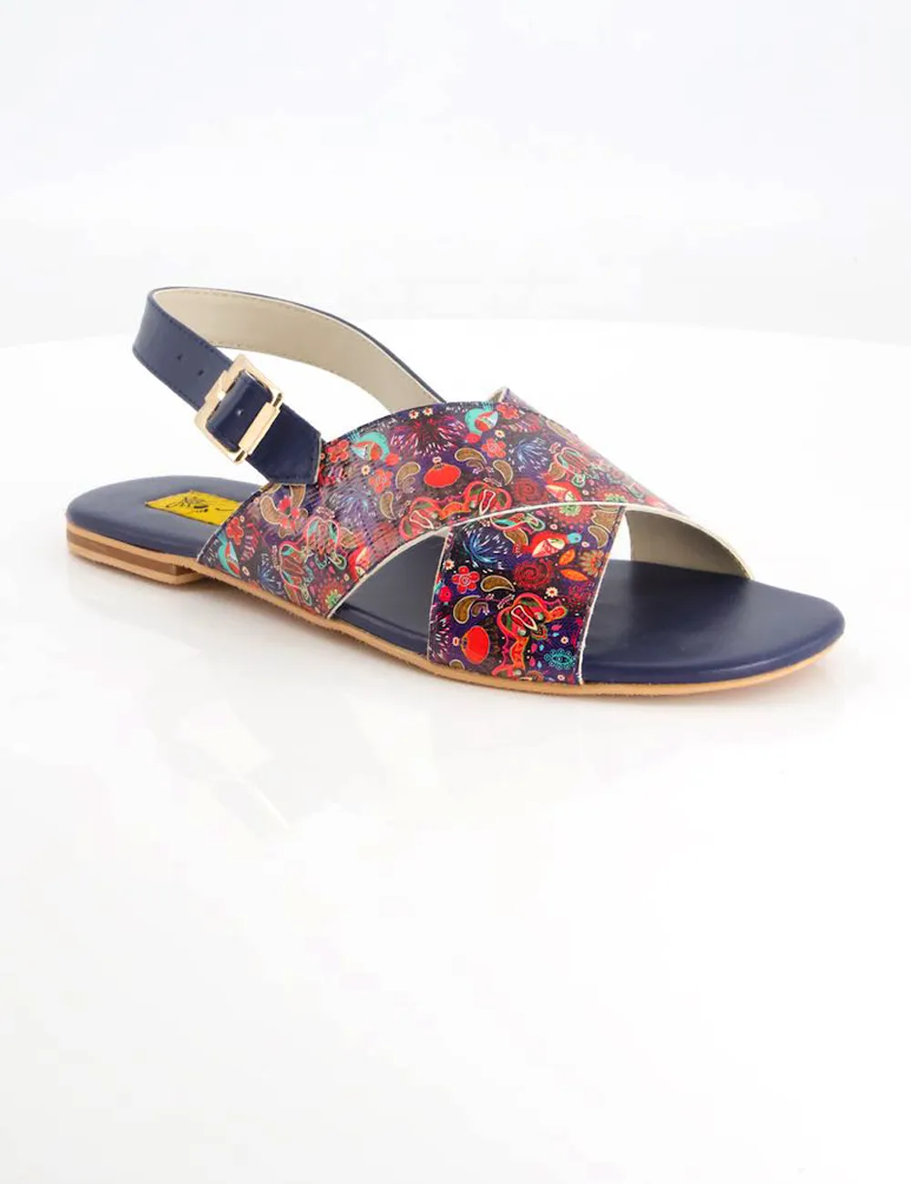 Women Blue Graphic Kohati Flat Sandals
