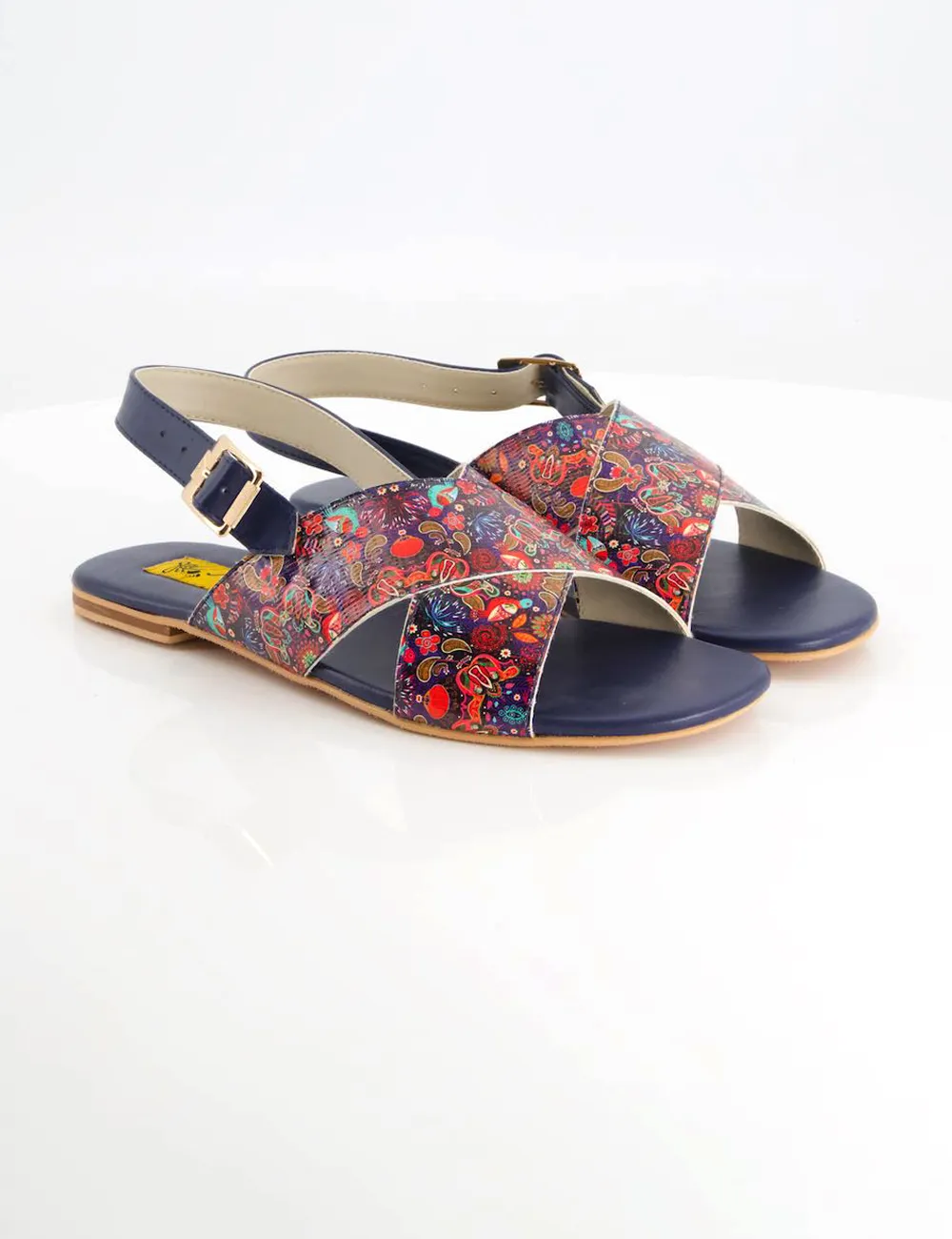 Women Blue Graphic Kohati Flat Sandals
