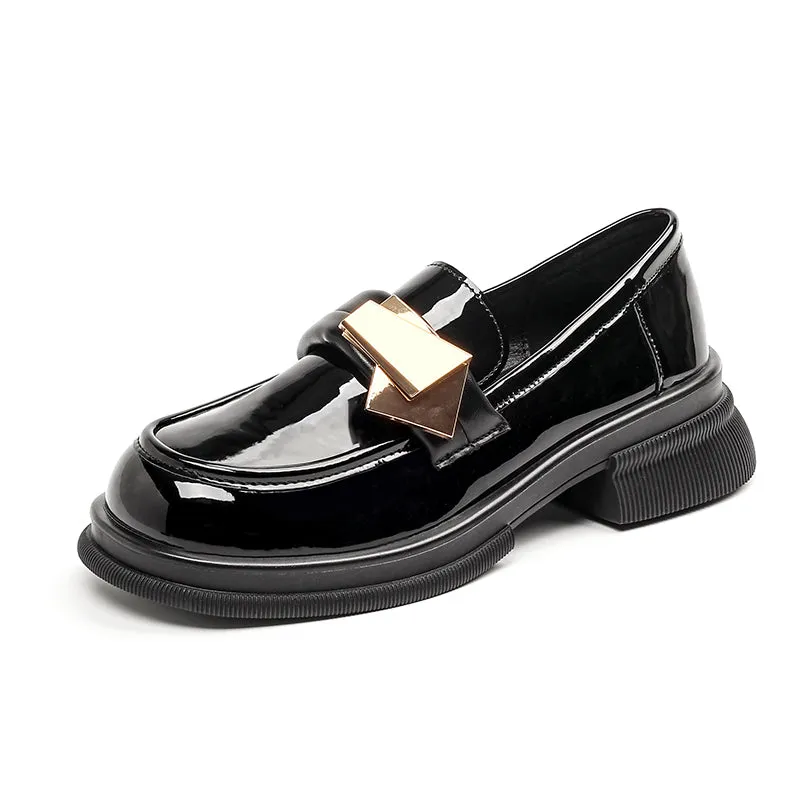 Women Casual Thick Sole Glossy Loafers