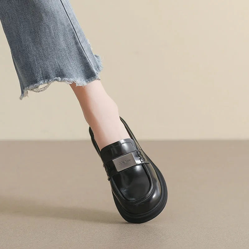 Women Retro Casual Glossy Leather Fashion Loafers