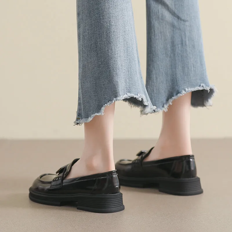 Women Retro Casual Glossy Leather Fashion Loafers