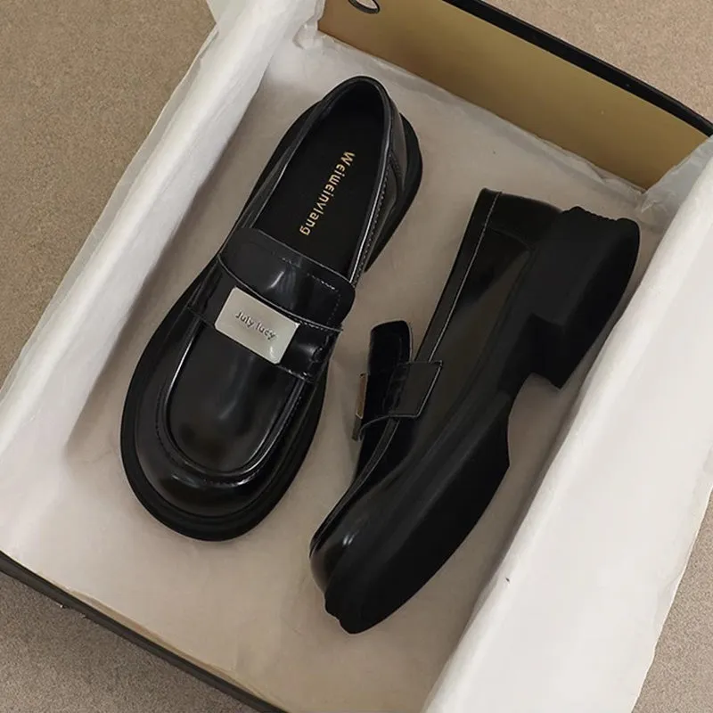 Women Retro Casual Glossy Leather Fashion Loafers