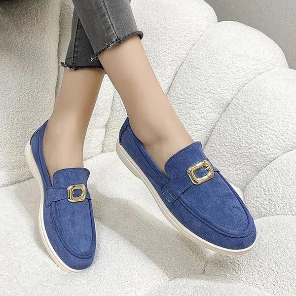 Women's Retro Flat Metal Buckle Slip-On Loafers 85321167S