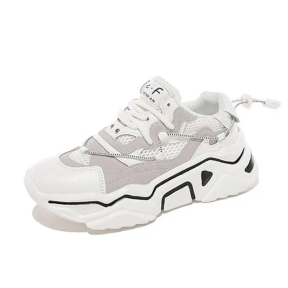 Women's Trendy Black/White Mesh Breathable Sneaker Shoes