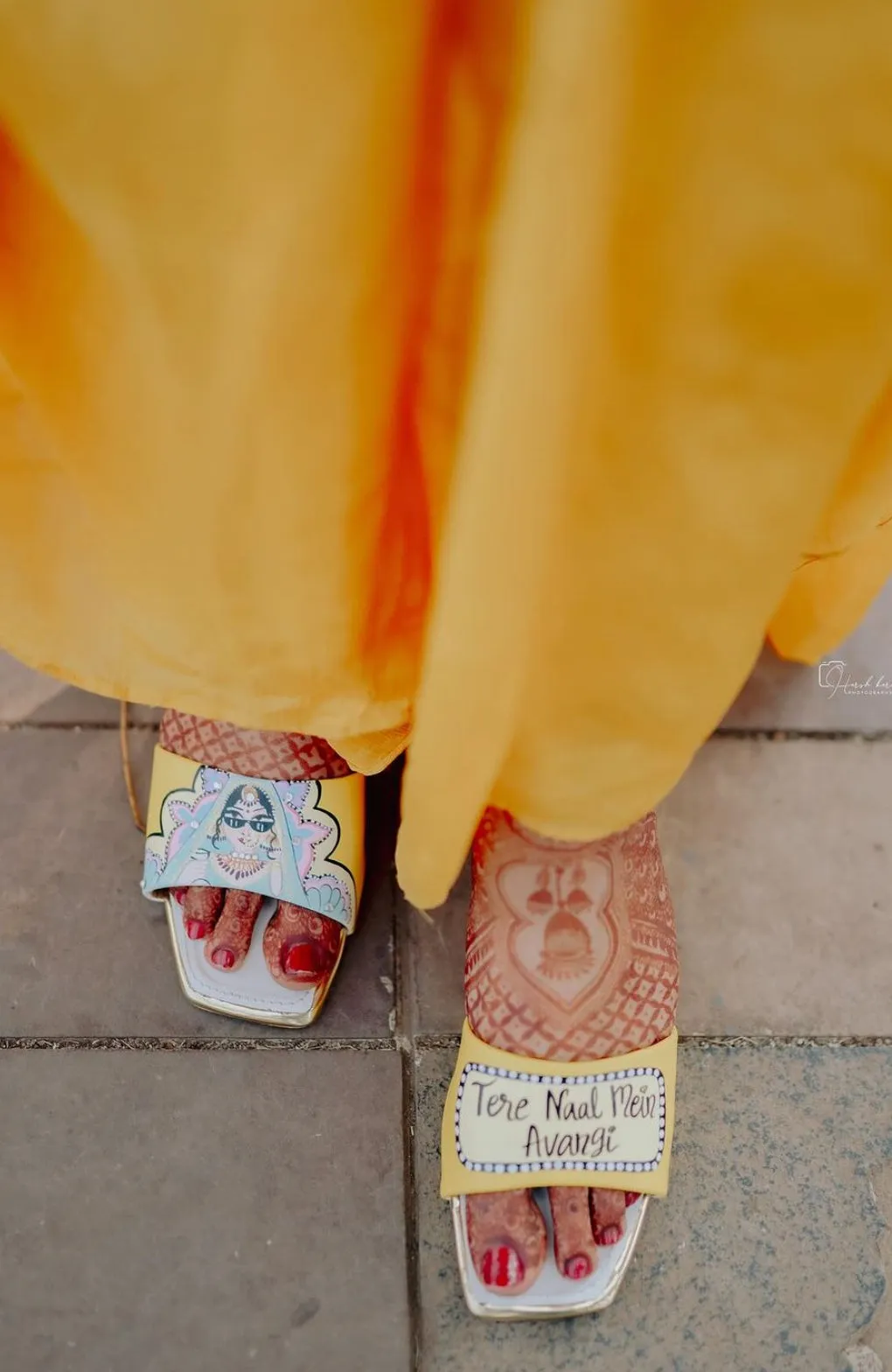 Yellow bridal Artwork Heels